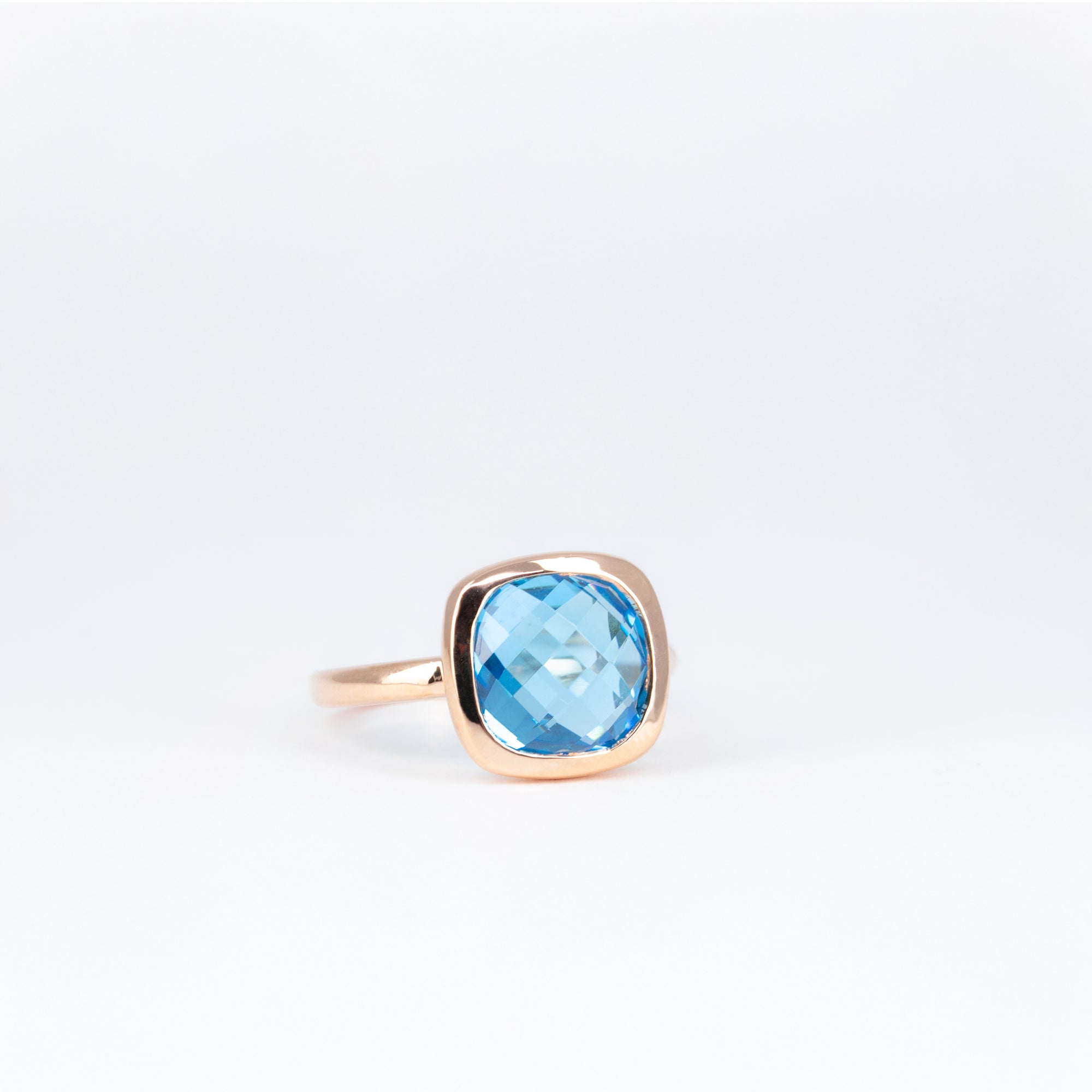 Bague Topaze Swiss Blue Coussin