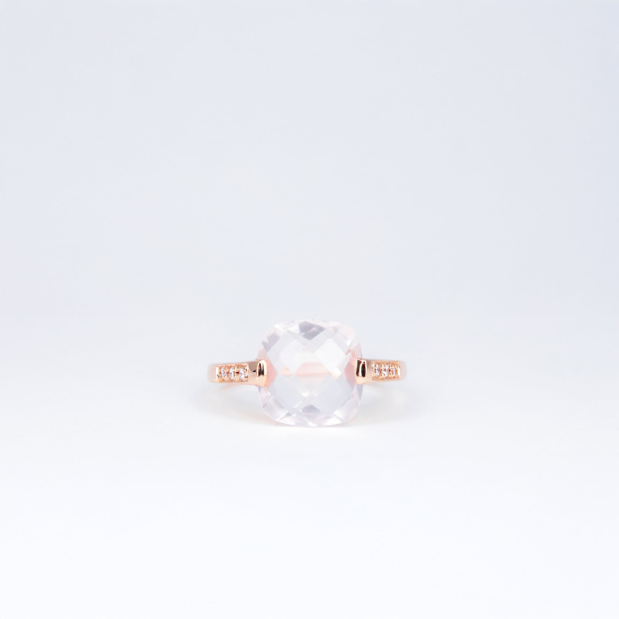Bague quartz coussin et diamants