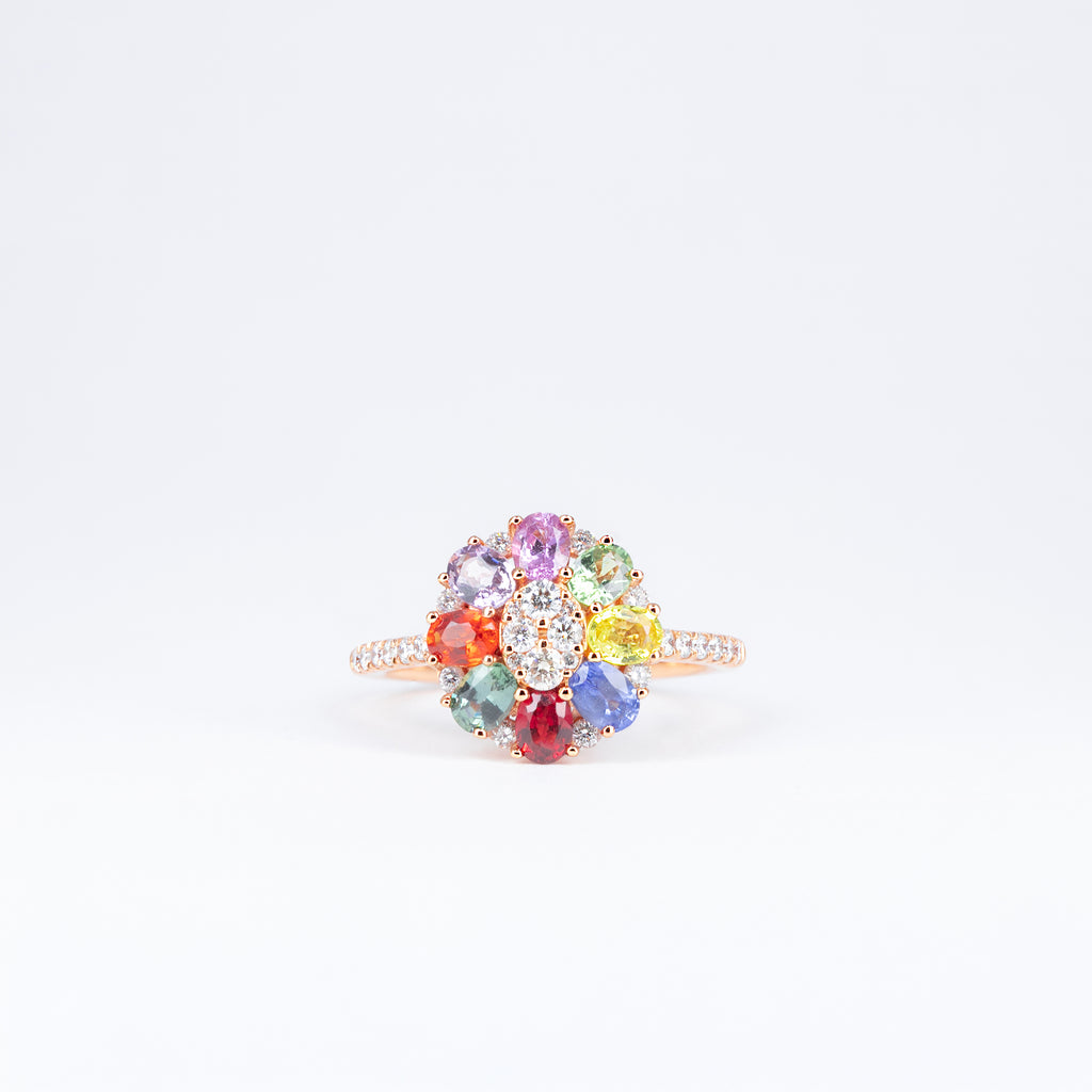 Bague saphirs multicolores