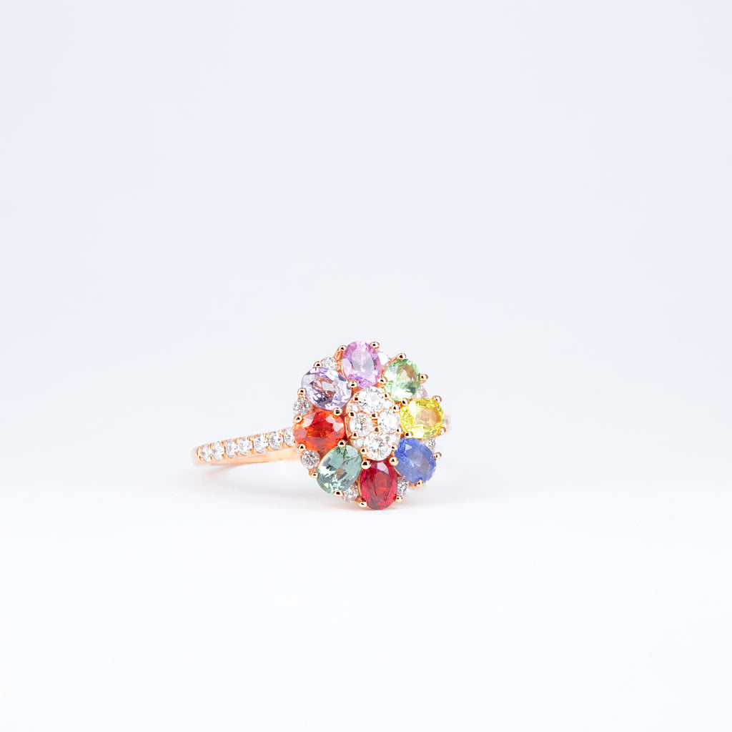 Bague saphirs multicolores