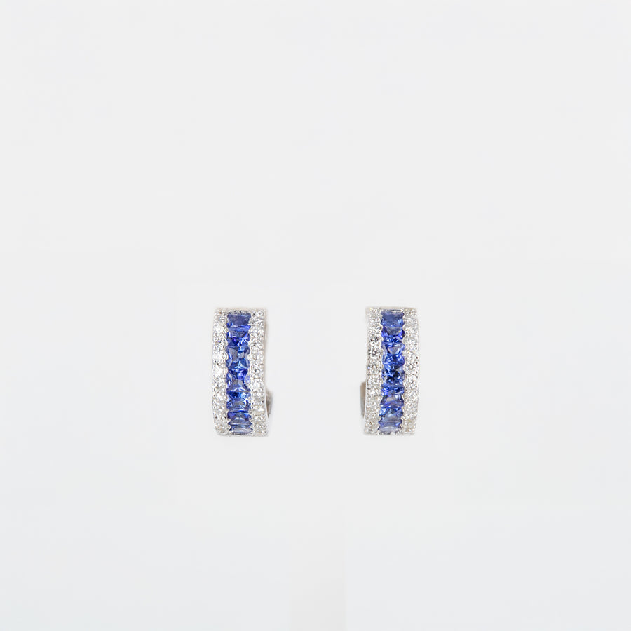 créoles saphirs bleus et diamants