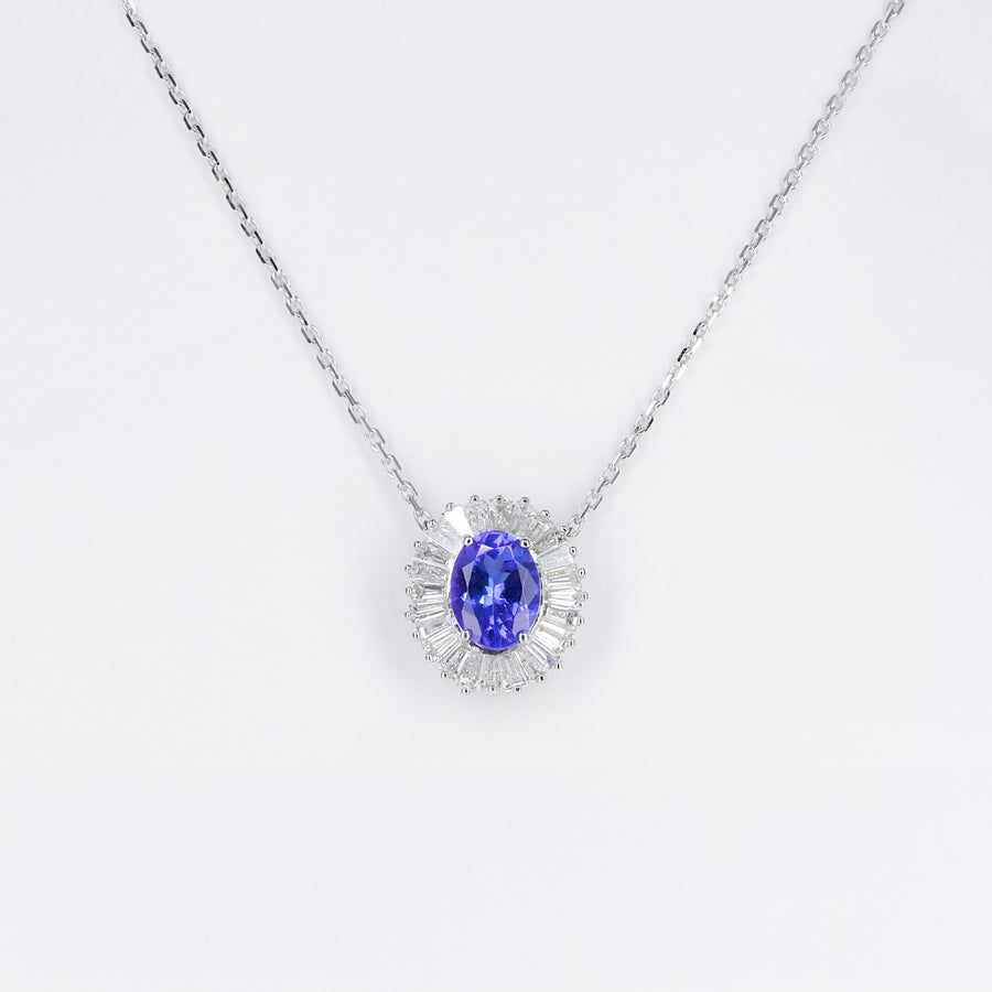 Pendentif tanzanite et diamants baguette