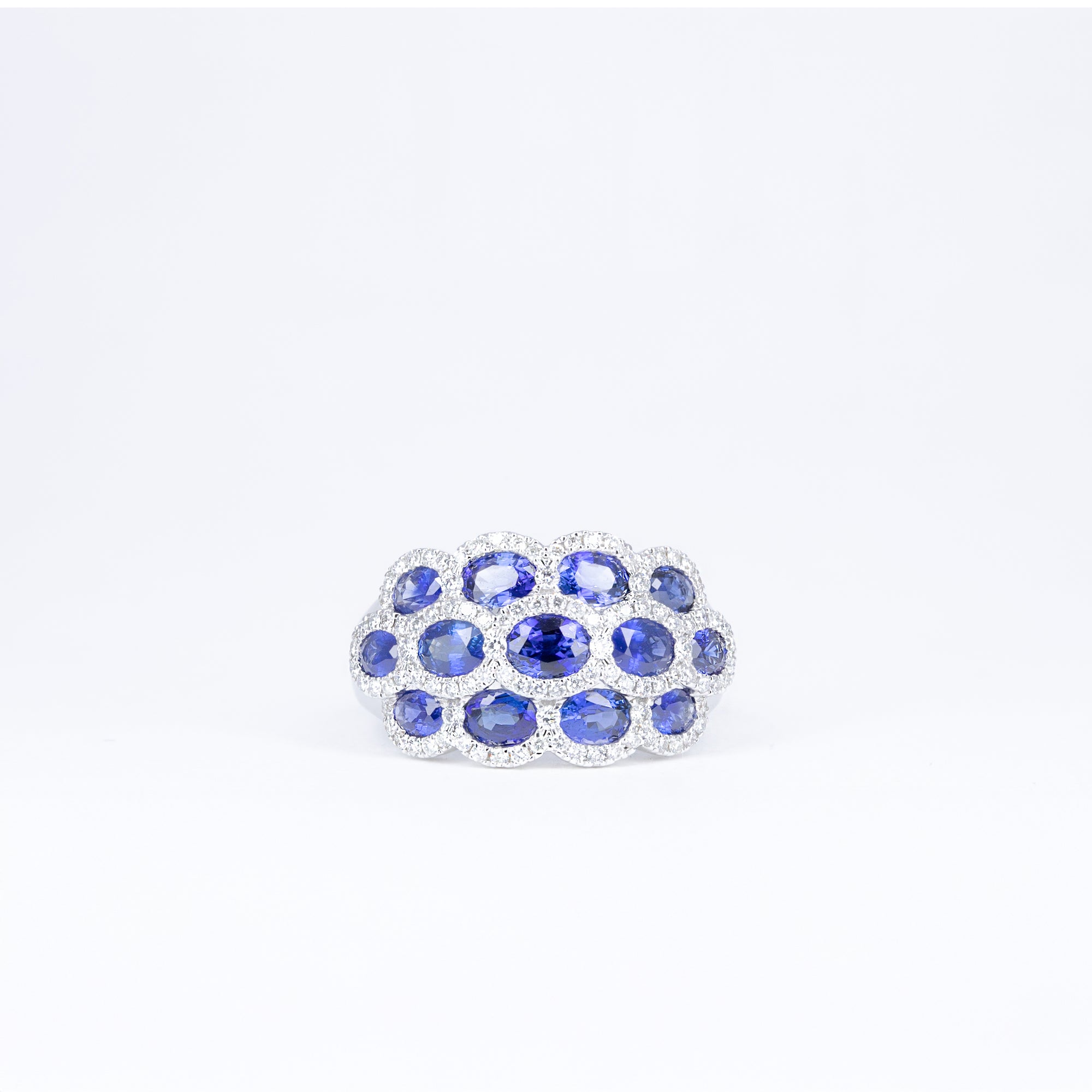 Bague saphirs bleus et diamants