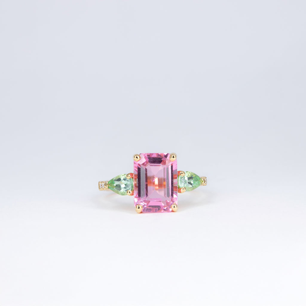 bague verde rosa