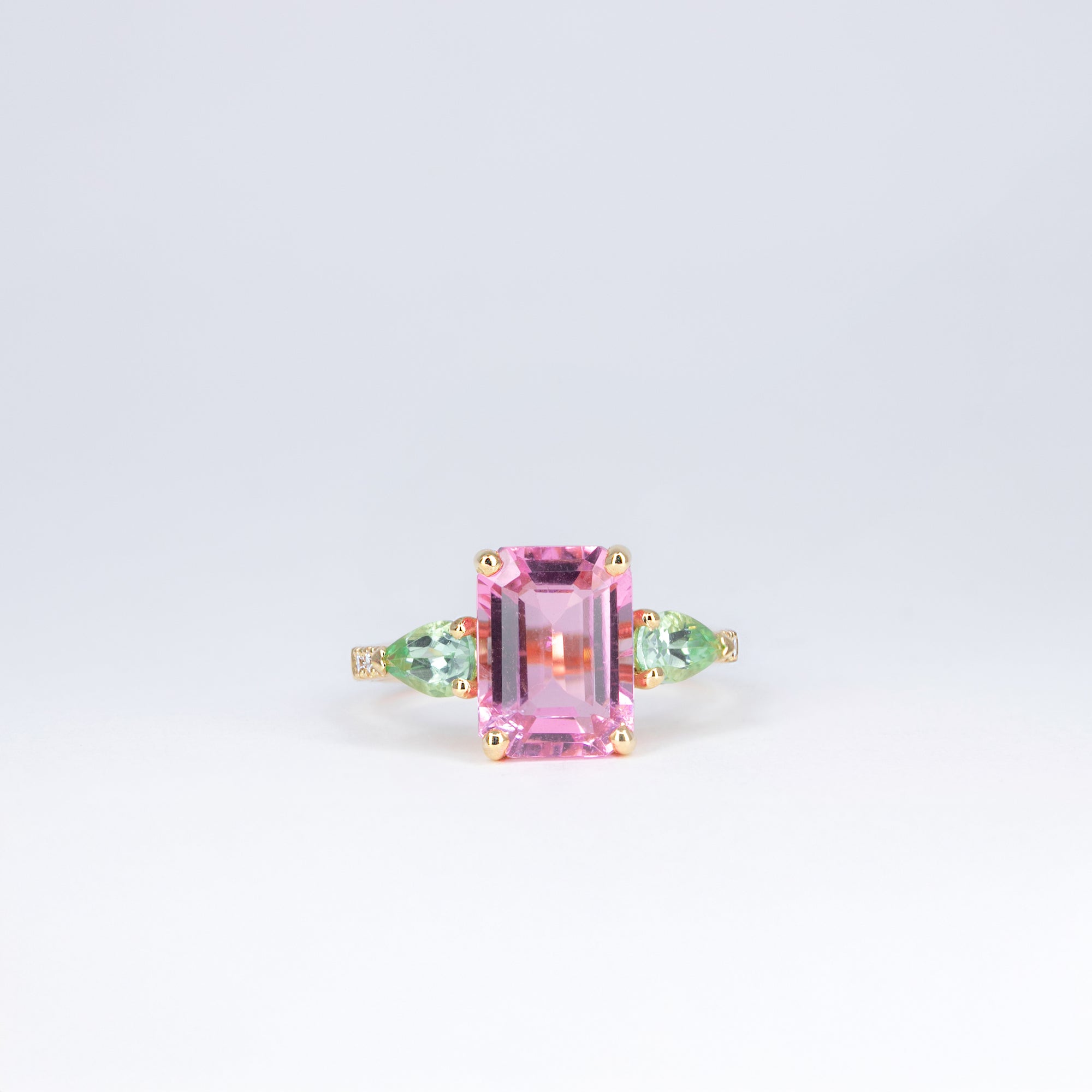 bague verde rosa