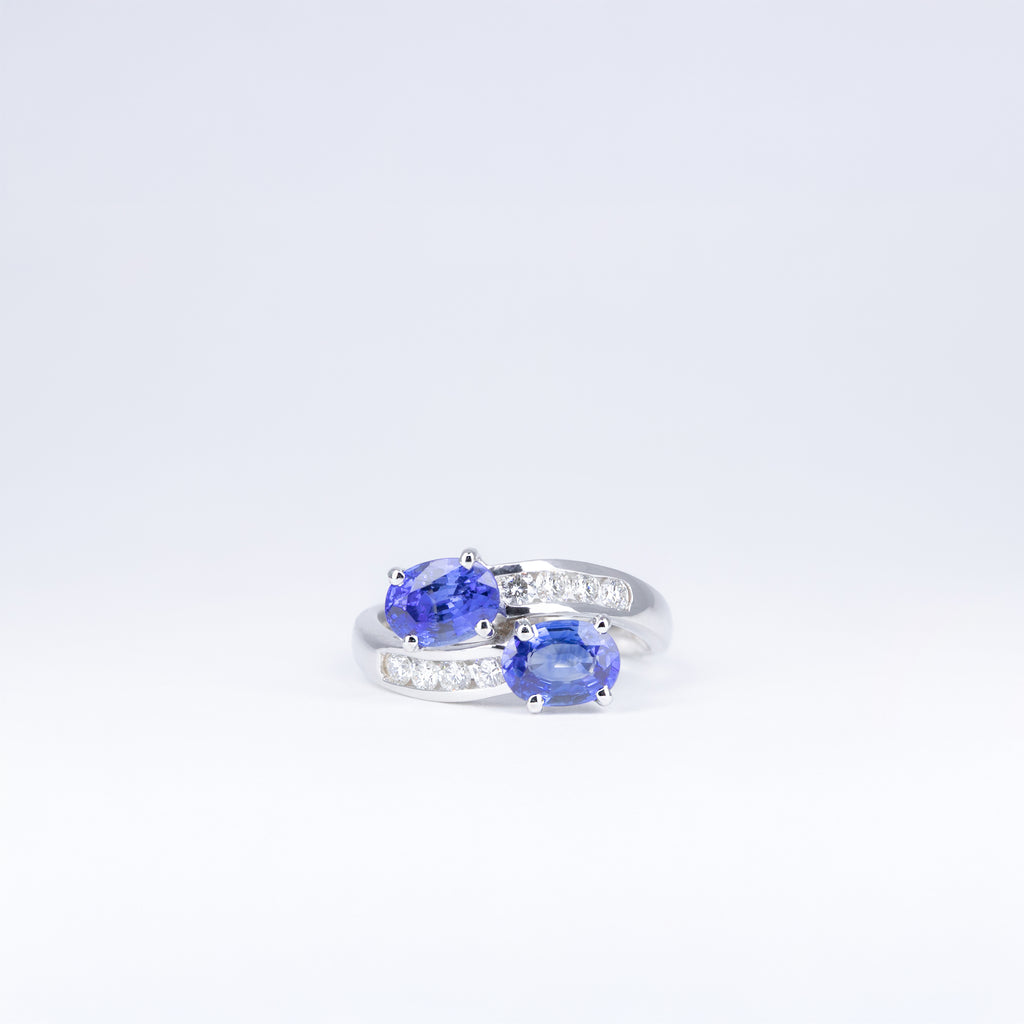 Bague Toi et Moi saphirs bleus