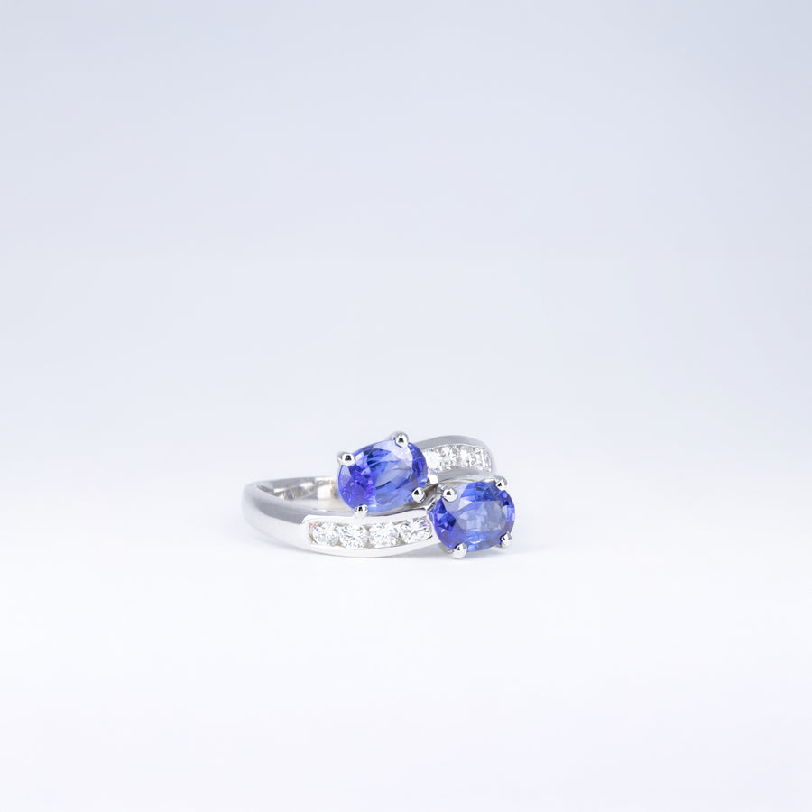 Bague Toi et Moi saphirs bleus