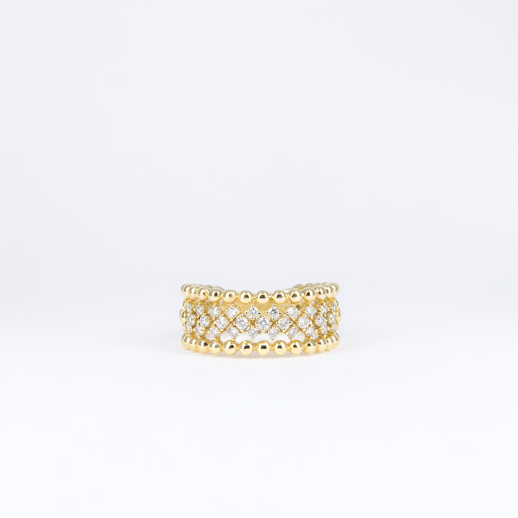 Bague ajourée en or jaune et diamants