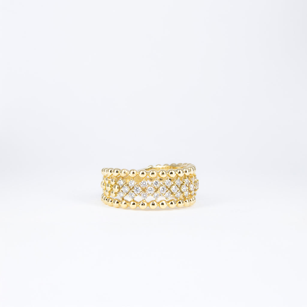 Bague ajourée en or jaune et diamants