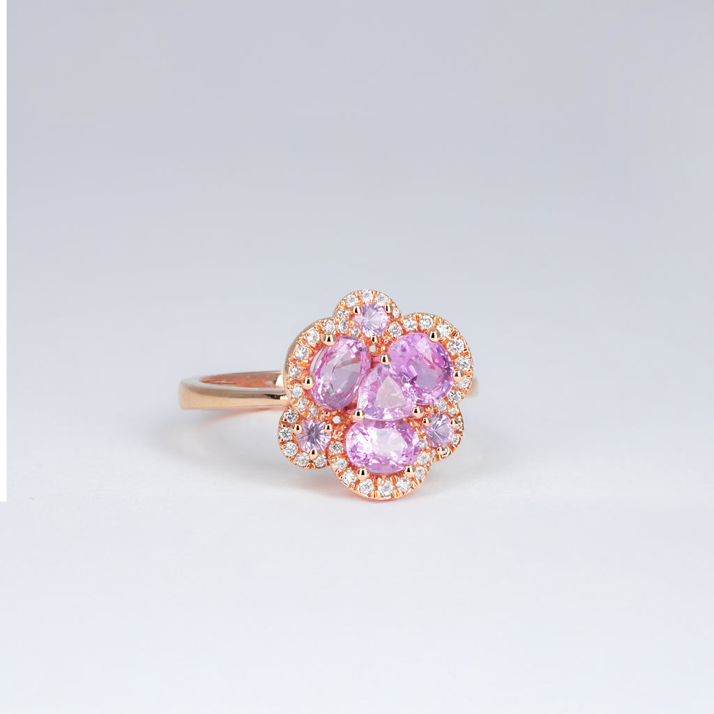 bague saphirs roses et diamants
