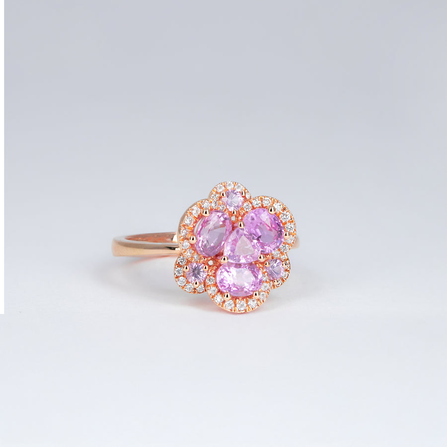 bague saphirs roses et diamants