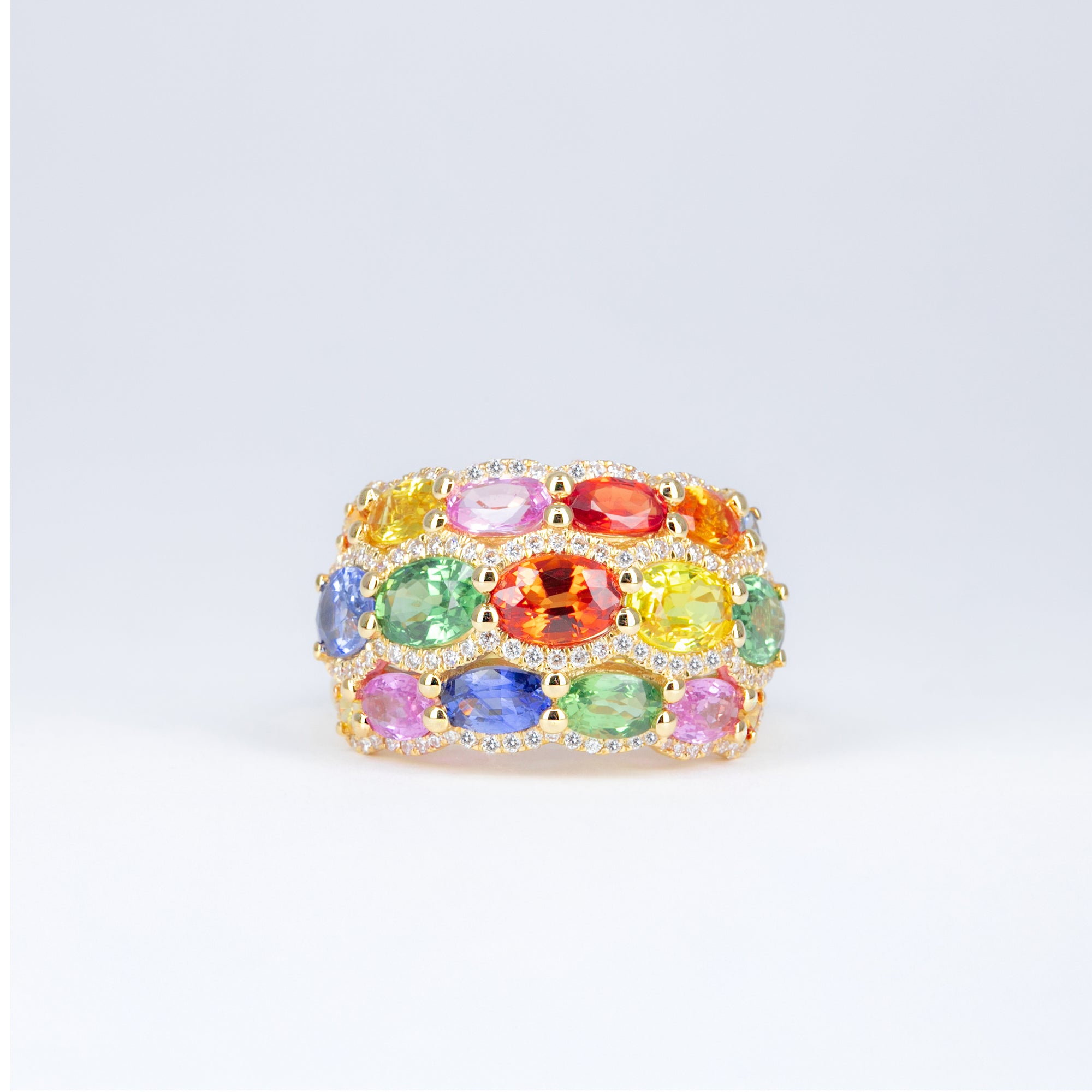 Bague saphirs muticolores et diamants