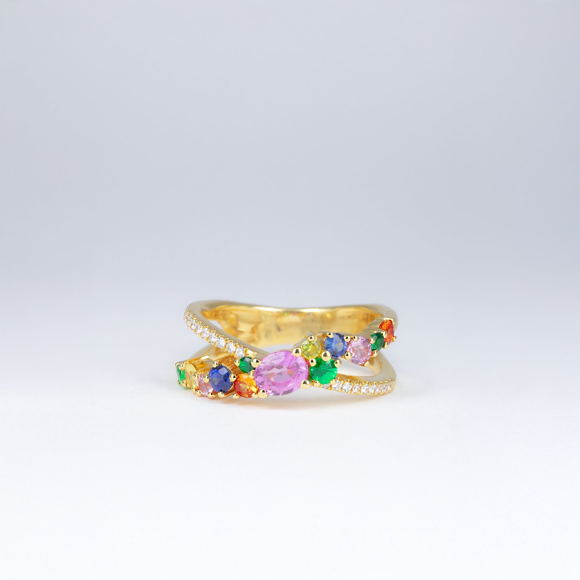 Bague saphirs multicolores et diamants