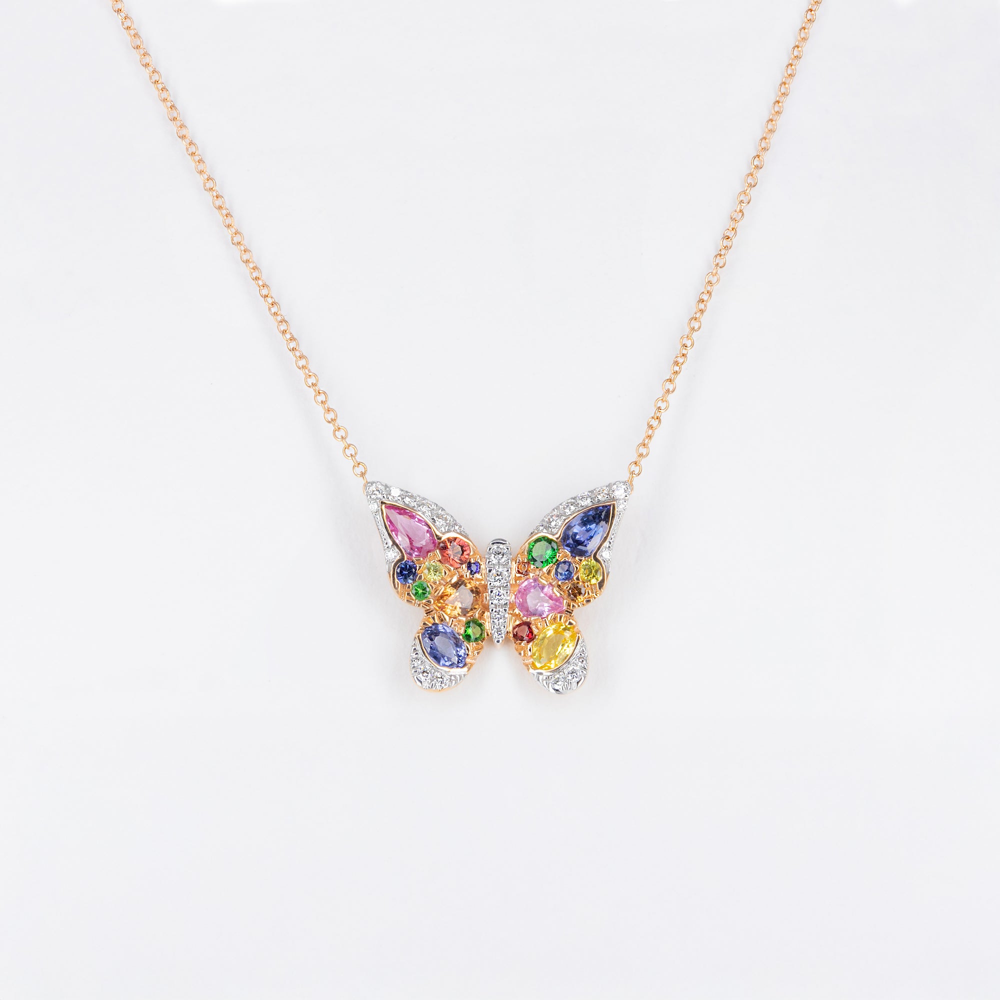 Pendentif Papillon saphirs multicolores