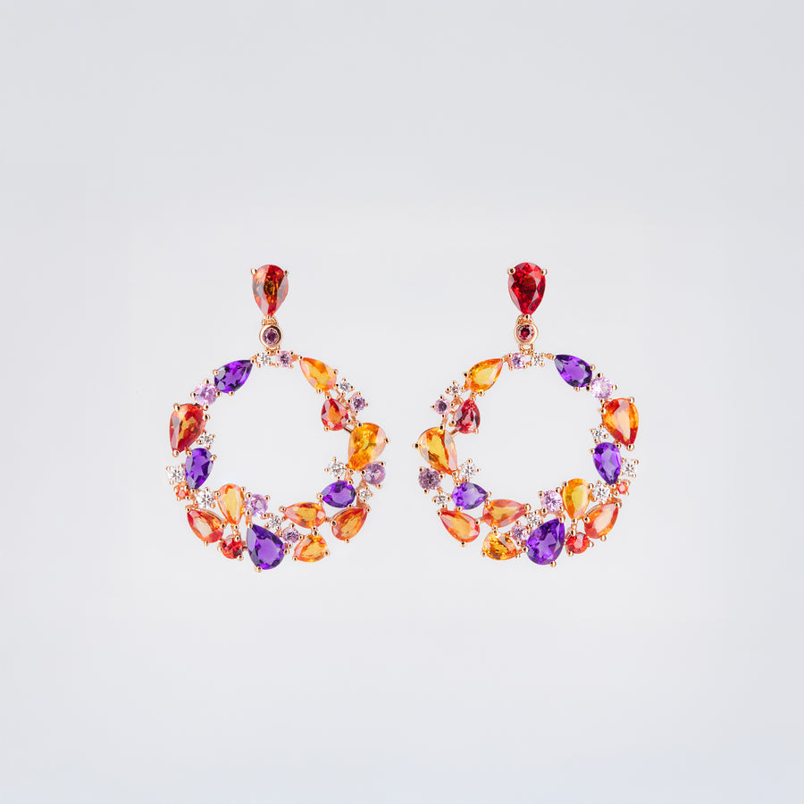 Boucles d’oreilles saphirs multicolores et diamants