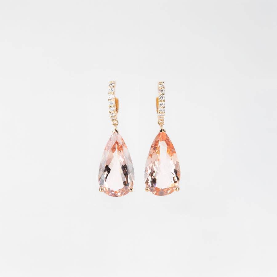 Boucles d’oreilles morganites et diamants