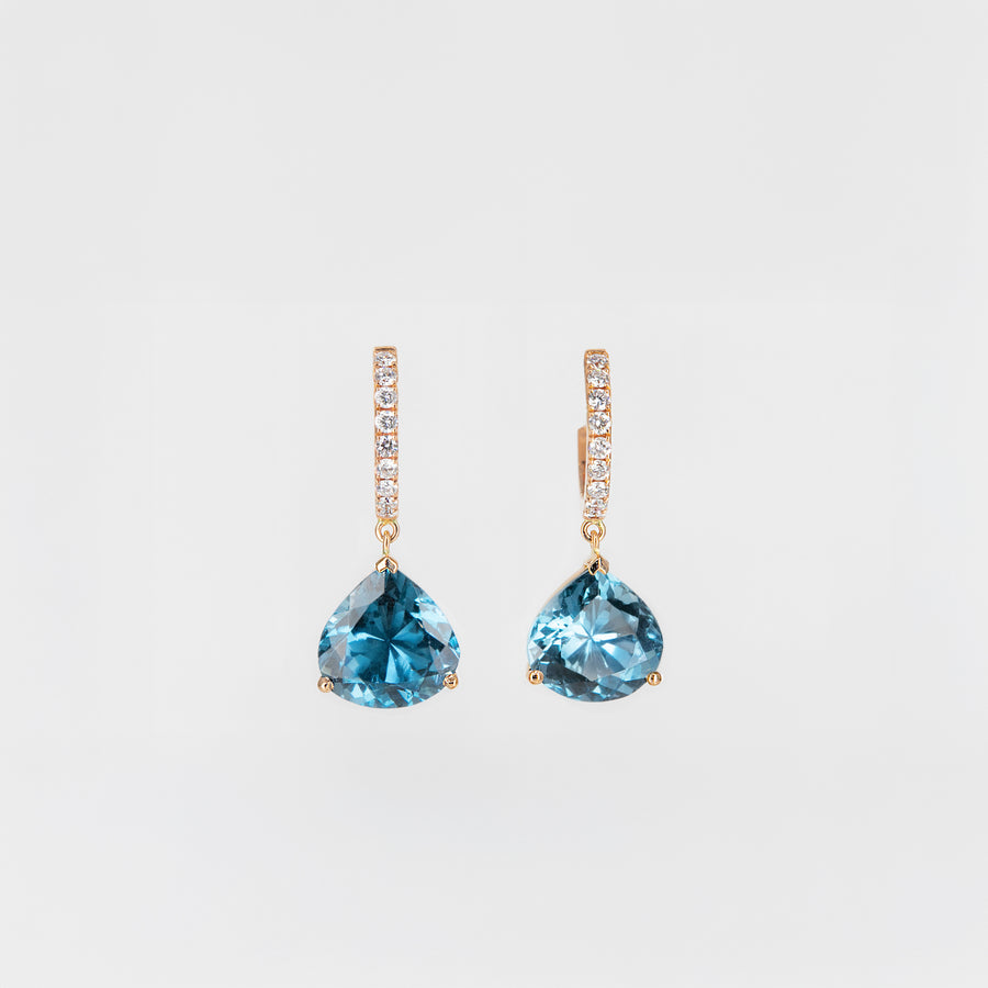 Boucles d’oreilles topazes London Blue et diamants