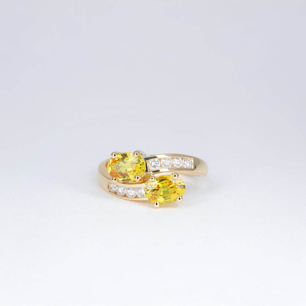 Bague Toi & Moi saphirs jaunes