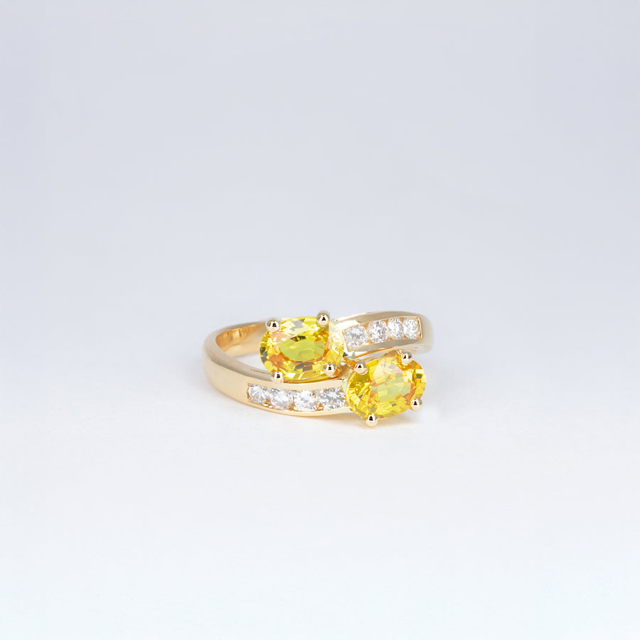 Bague Toi & Moi saphirs jaunes