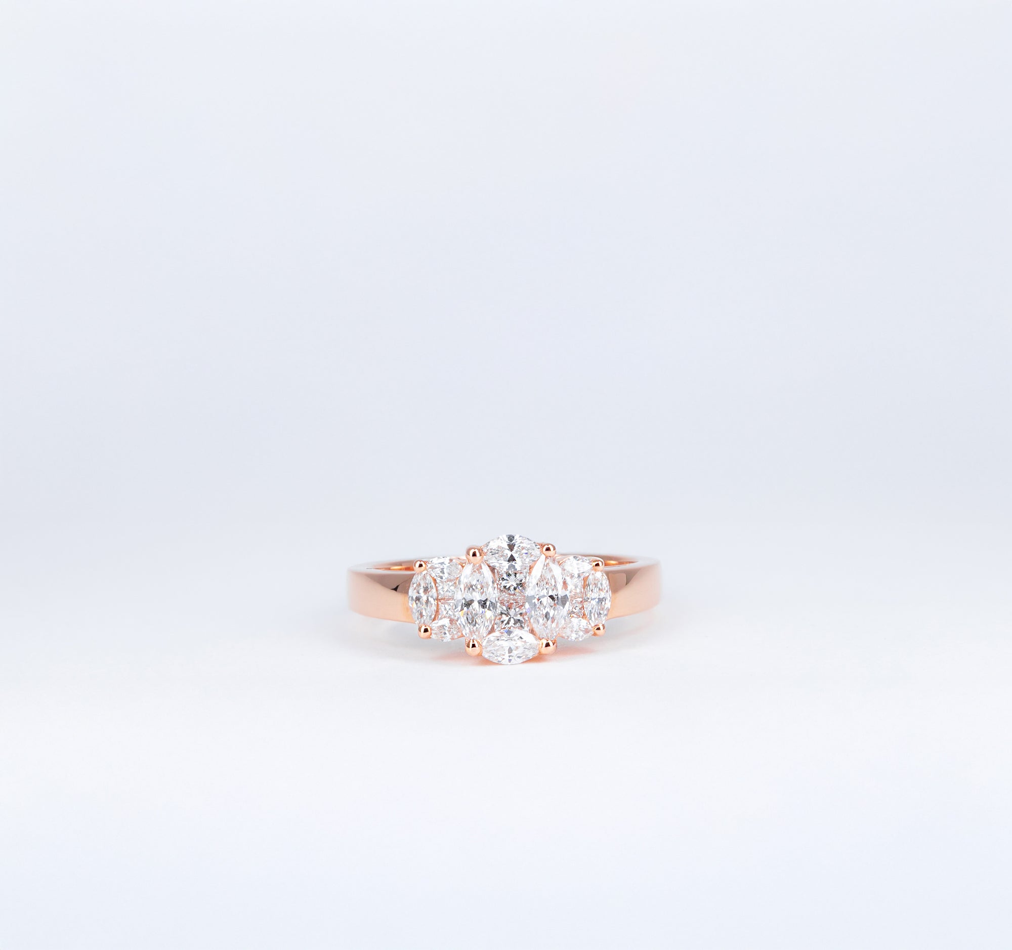Bague or rose diamants triple illusion