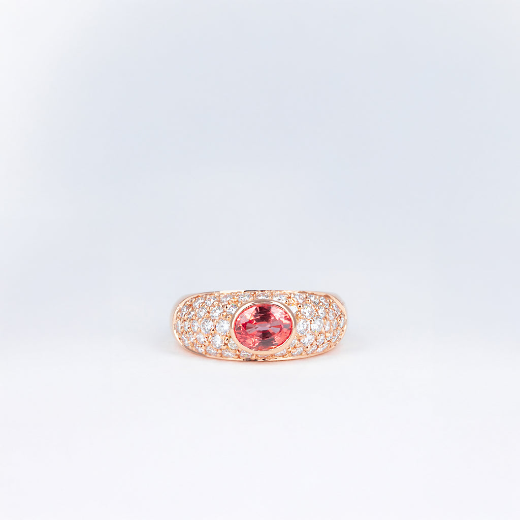 Bague saphir Padparadscha et diamants