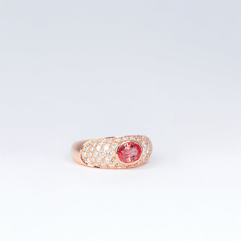 Bague saphir Padparadscha et diamants