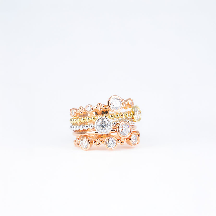 Bague trio d'or diamants