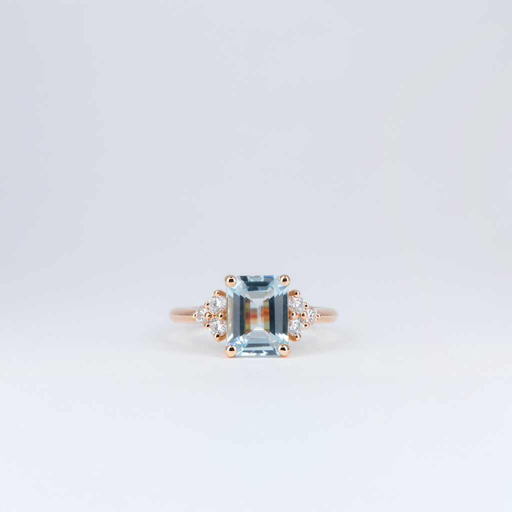 Bague aigue-marine et diamants