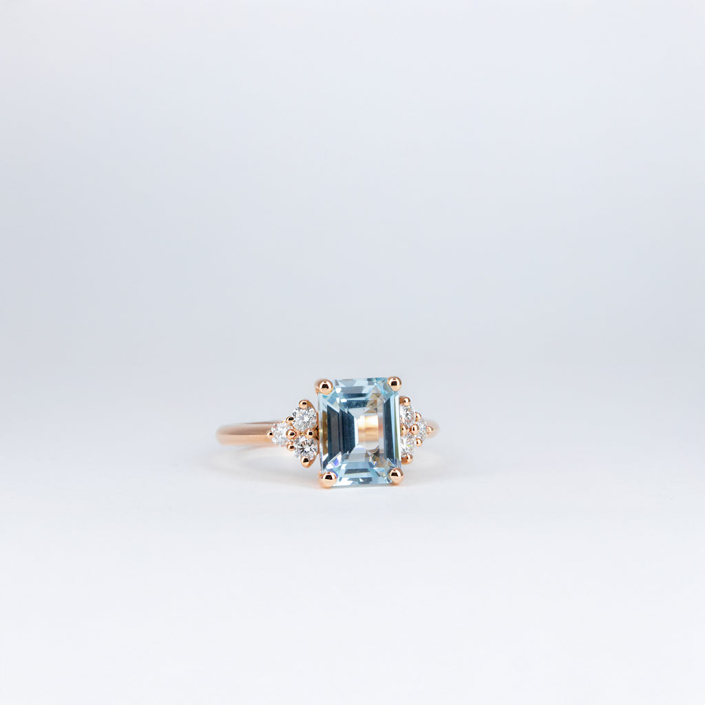 Bague aigue-marine et diamants