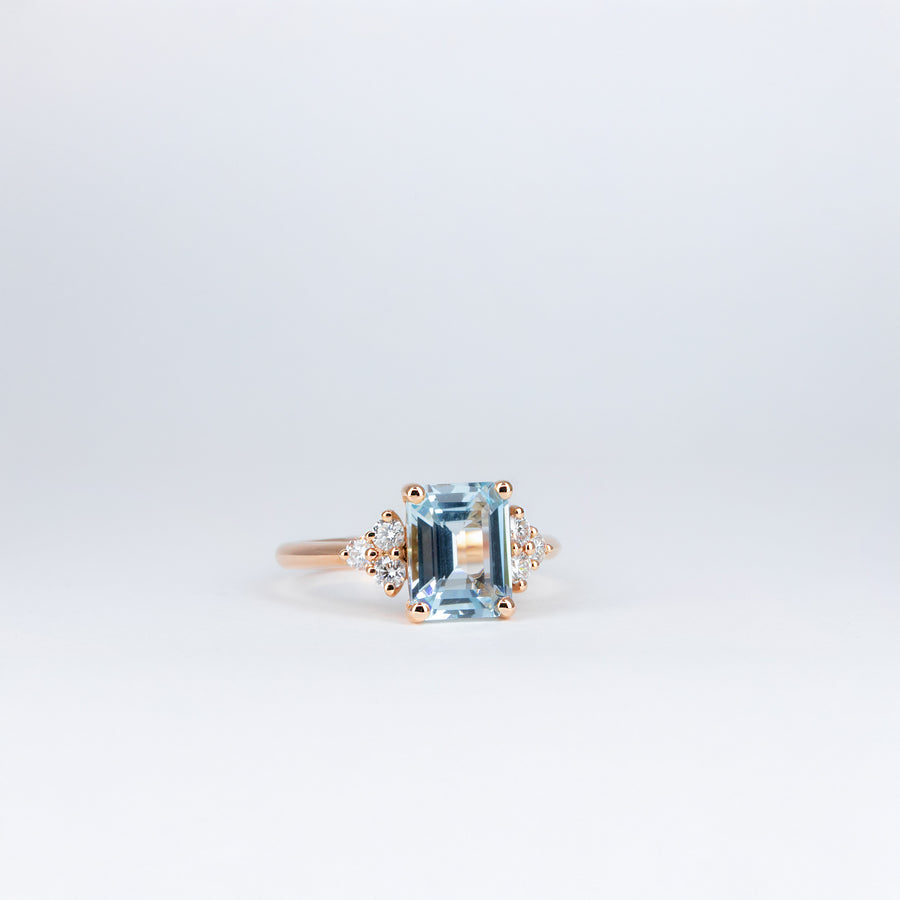 Bague aigue-marine et diamants