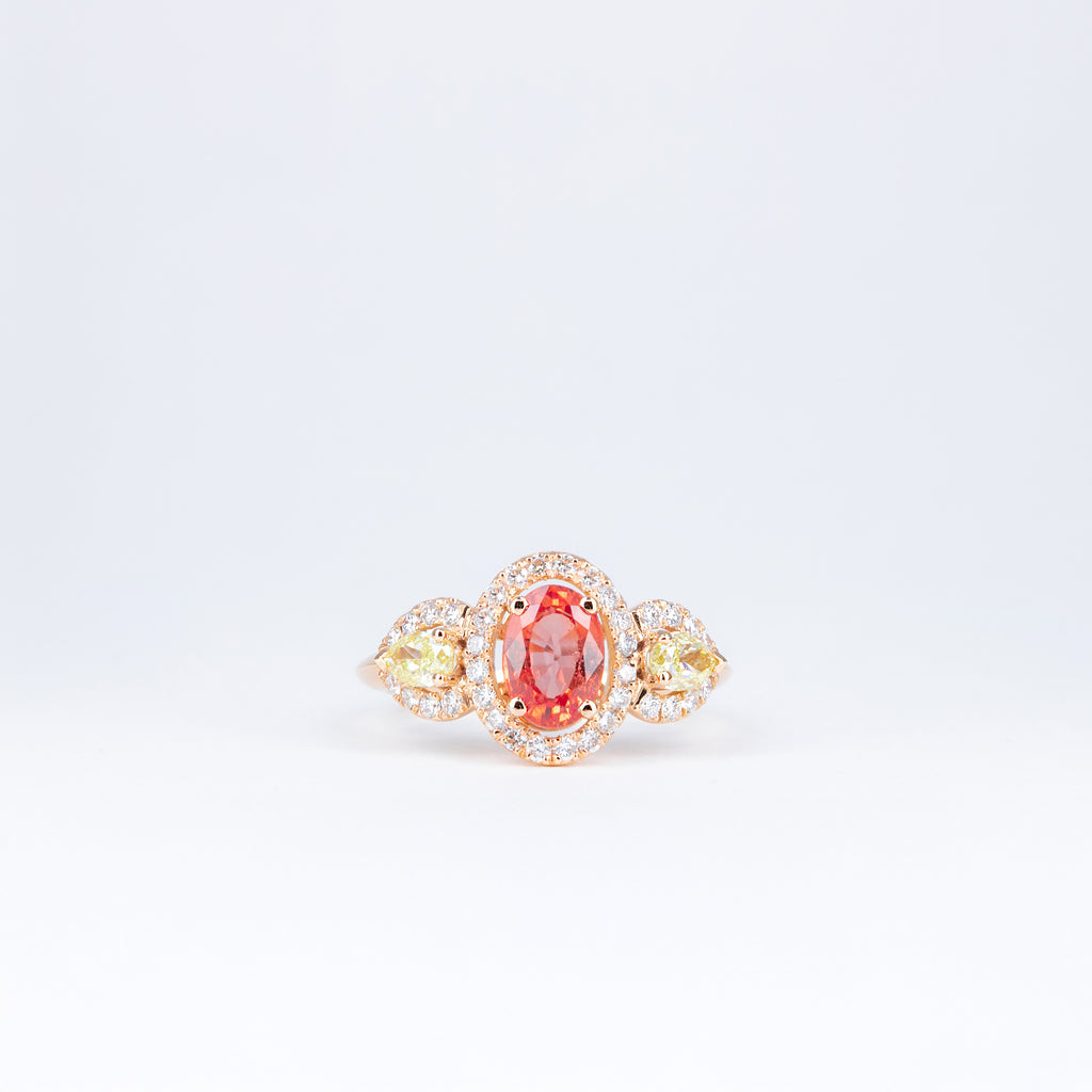 Bague saphir Padparadscha et diamants