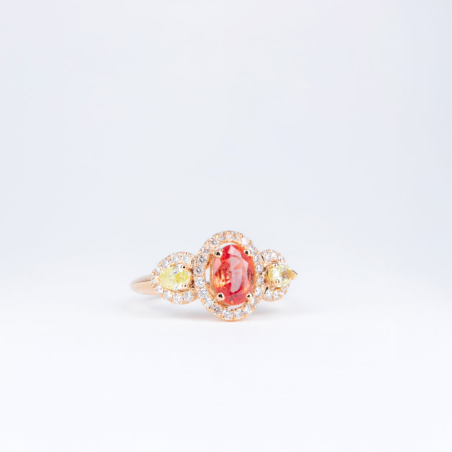 Bague saphir Padparadscha et diamants