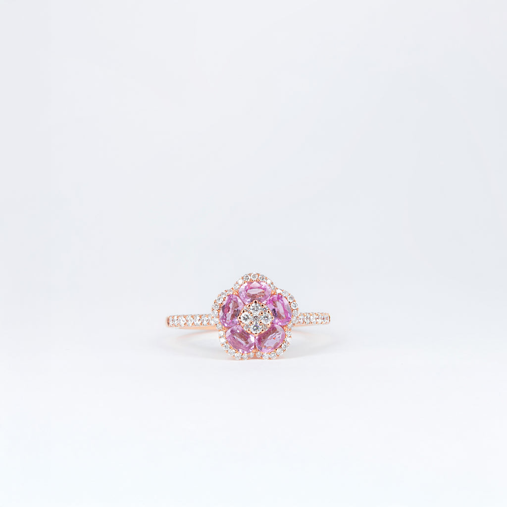 Bague saphirs rose et diamants