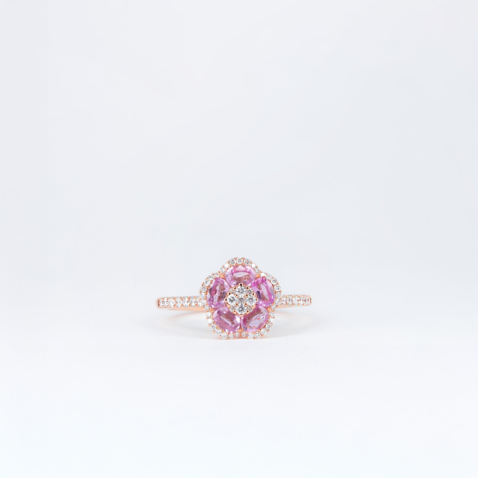 Bague saphirs rose et diamants