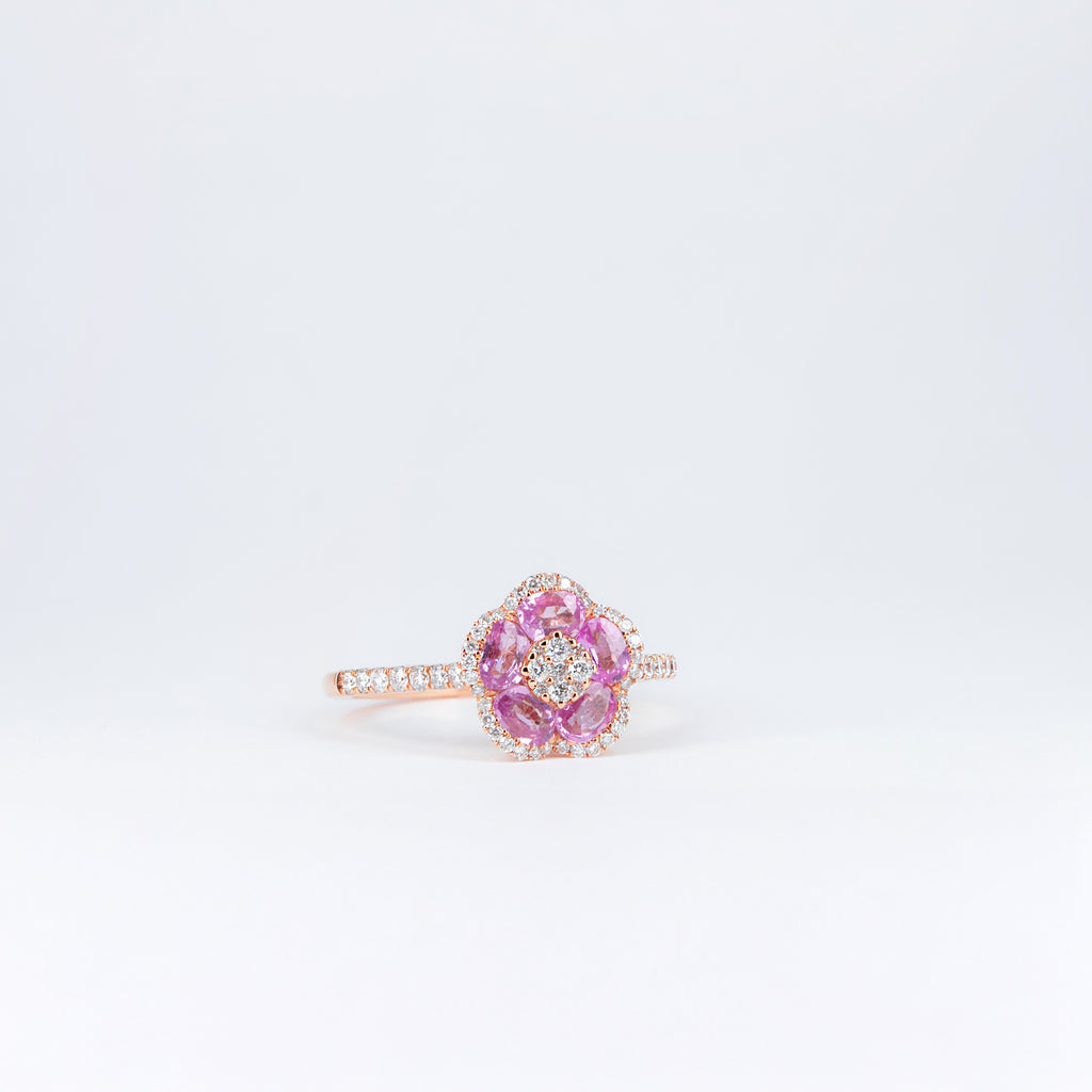 Bague saphirs rose et diamants