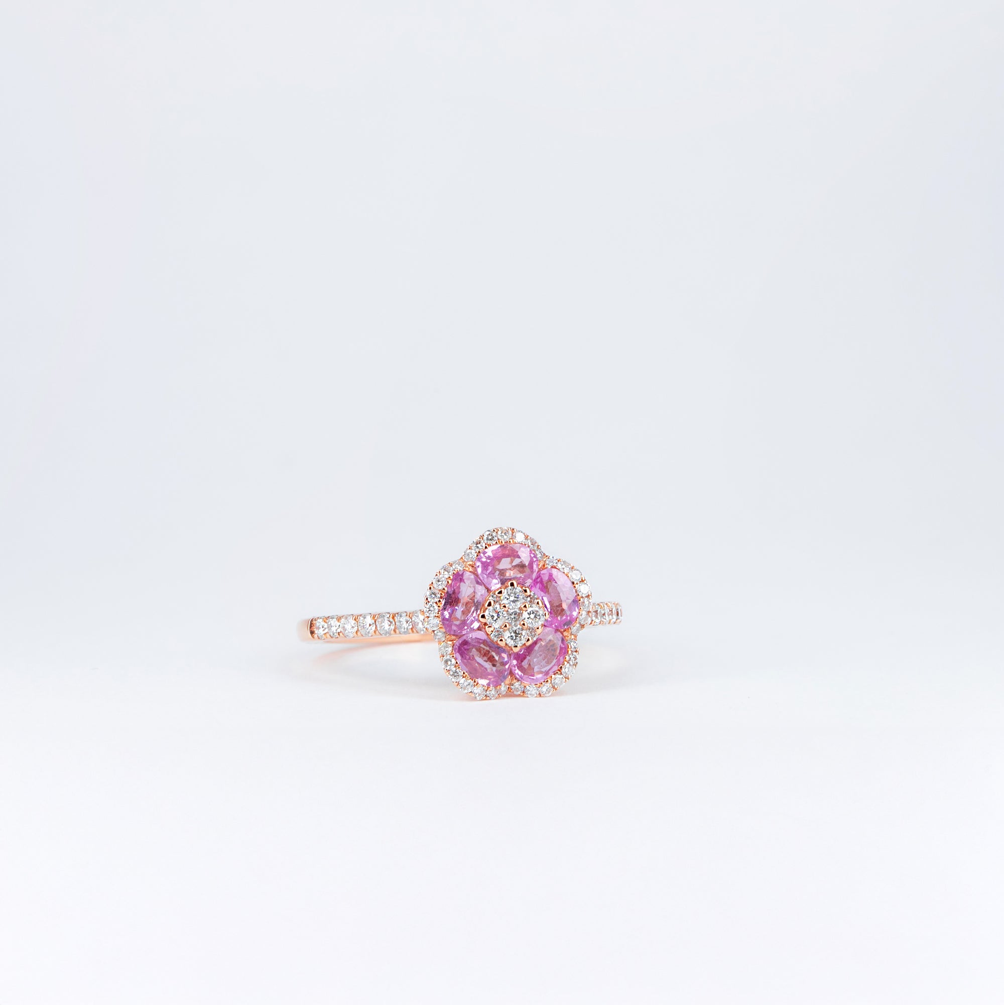 Bague saphirs rose et diamants