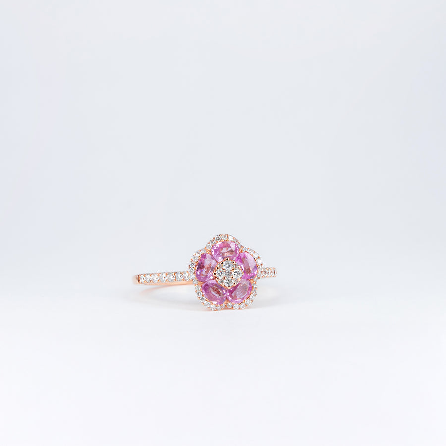 Bague saphirs rose et diamants