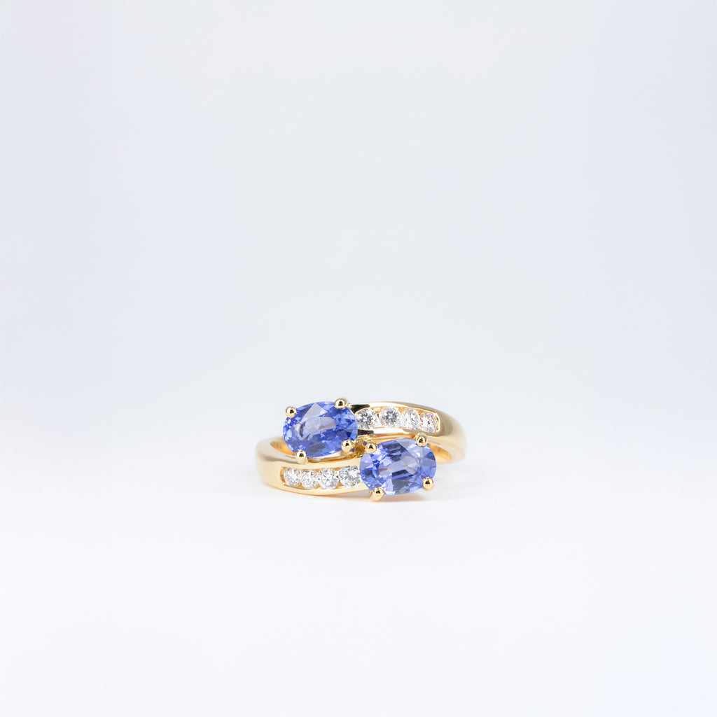 Bague Vous et Moi saphirs bleus et diamants