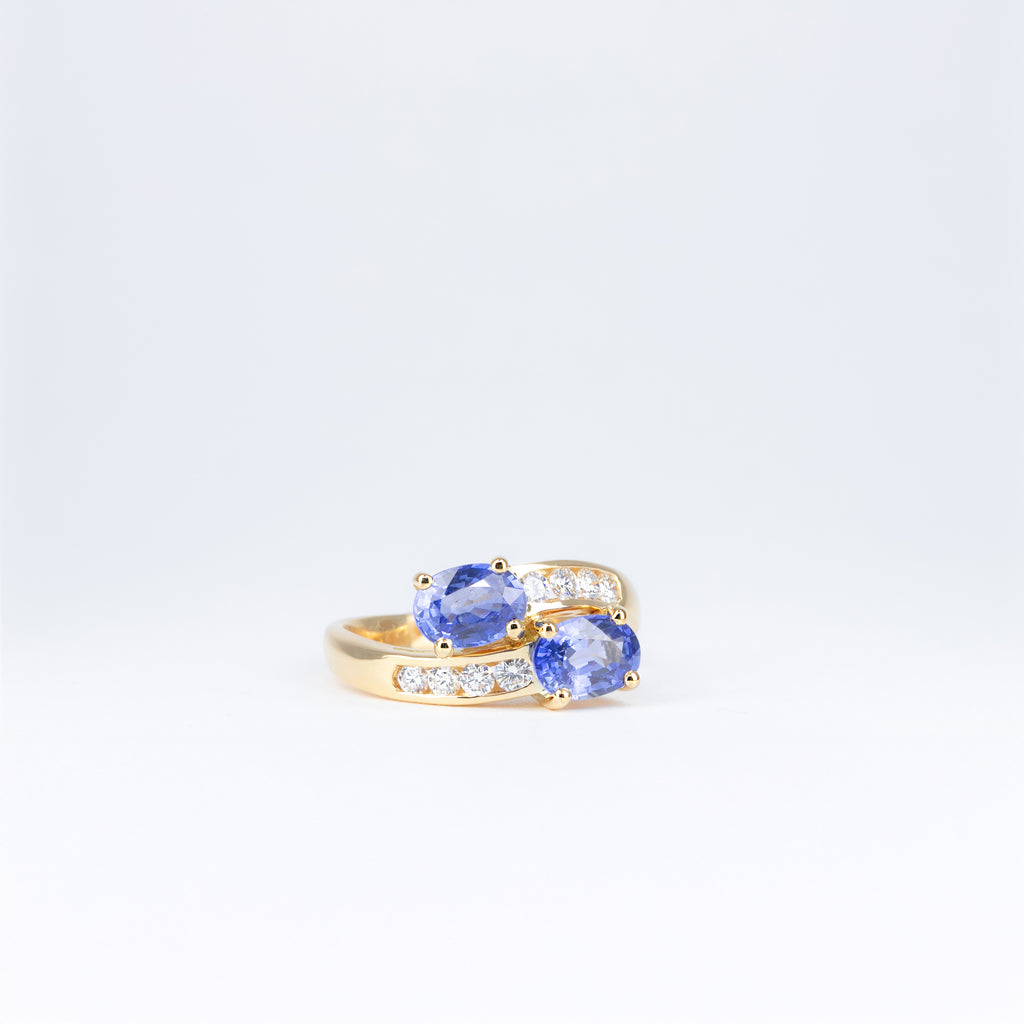Bague Vous et Moi saphirs bleus et diamants