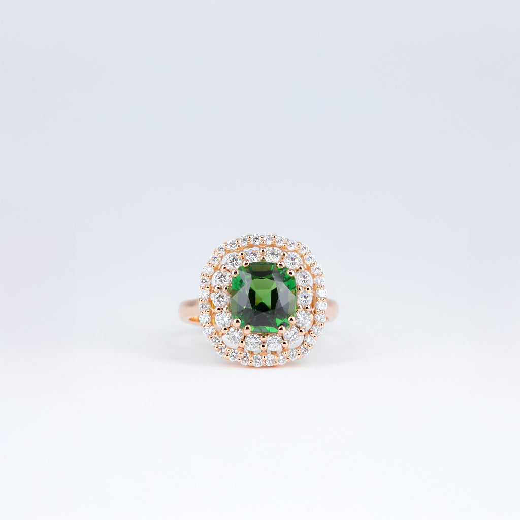 Bague tourmaline verte et diamants