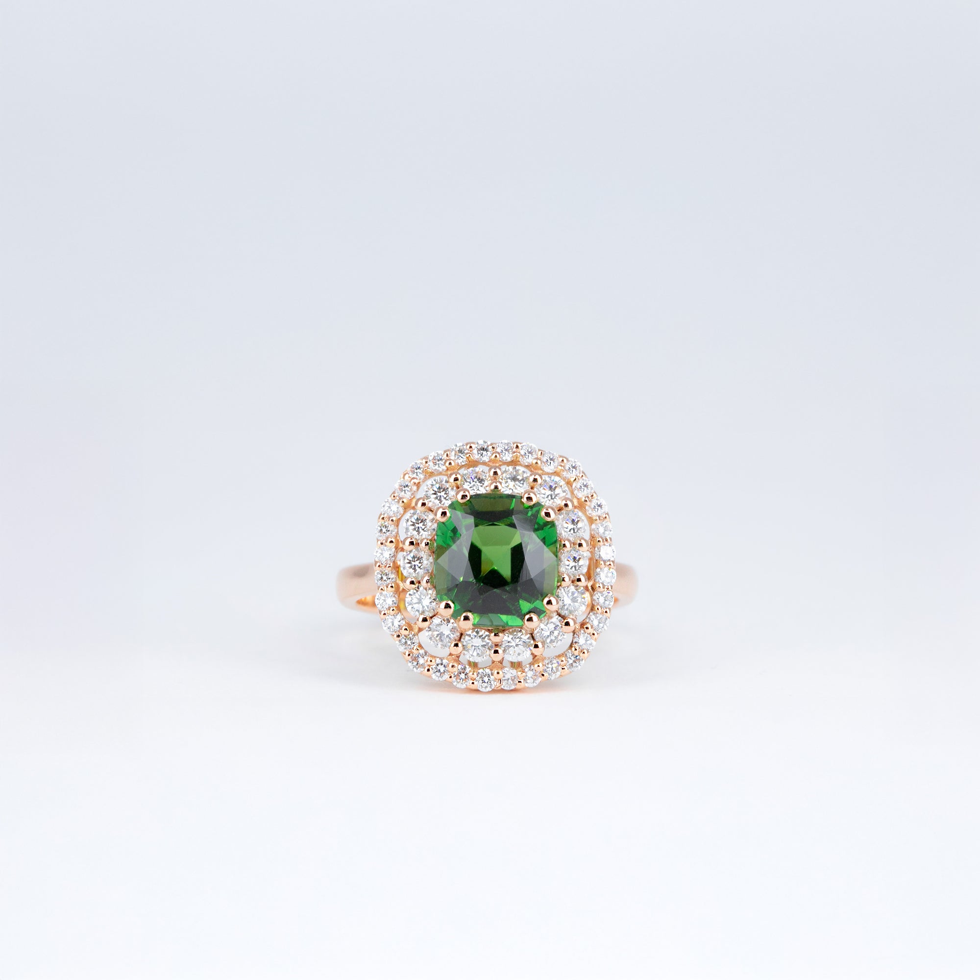 Bague tourmaline verte et diamants