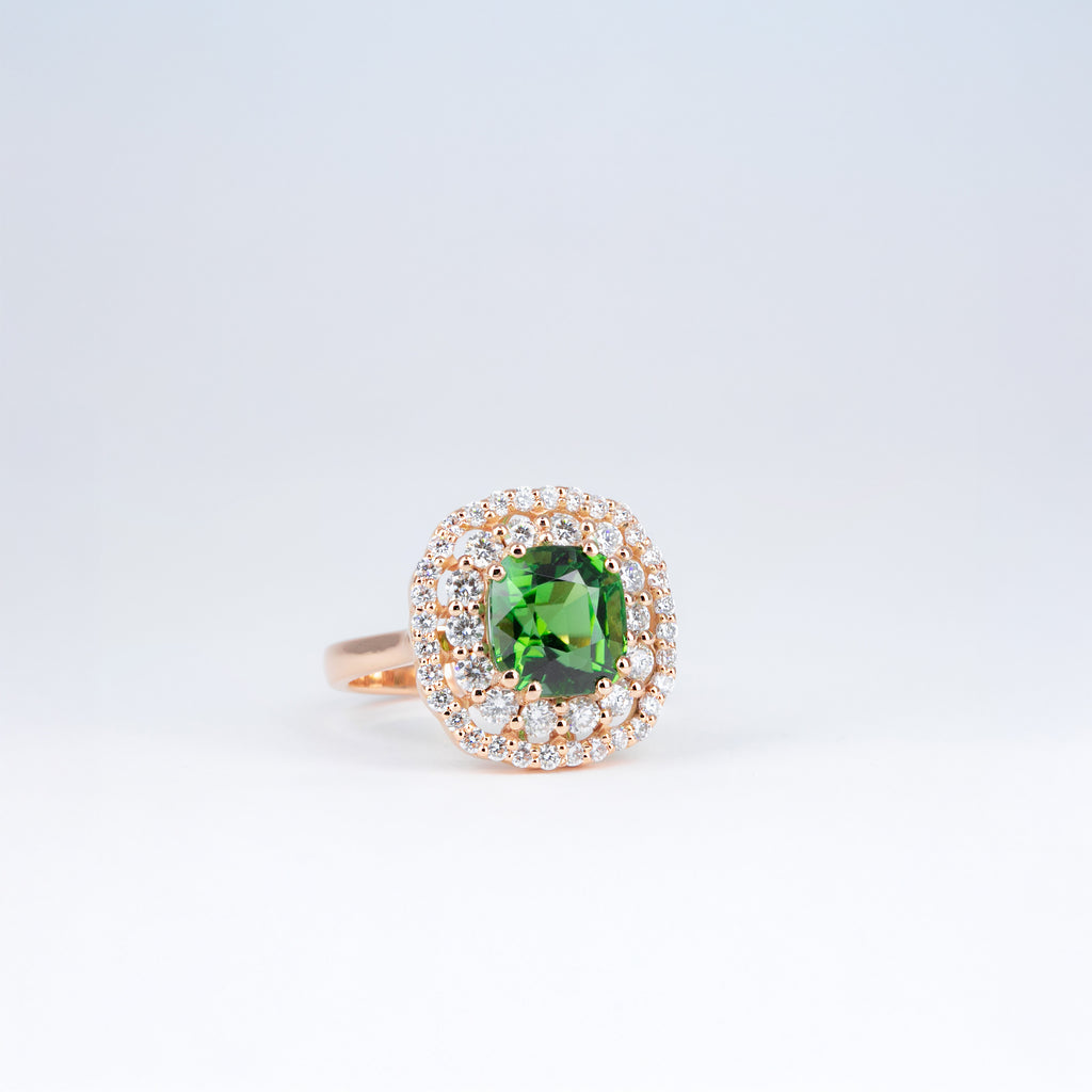 Bague tourmaline verte et diamants