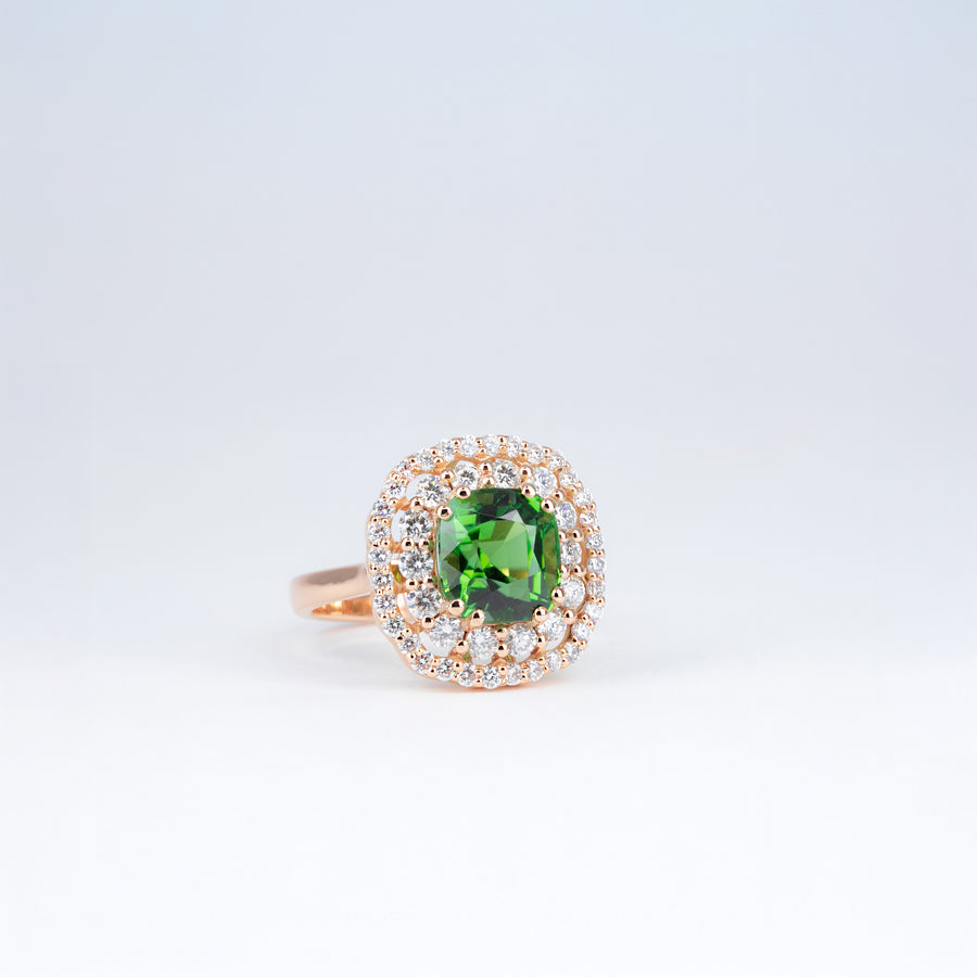 Bague tourmaline verte et diamants