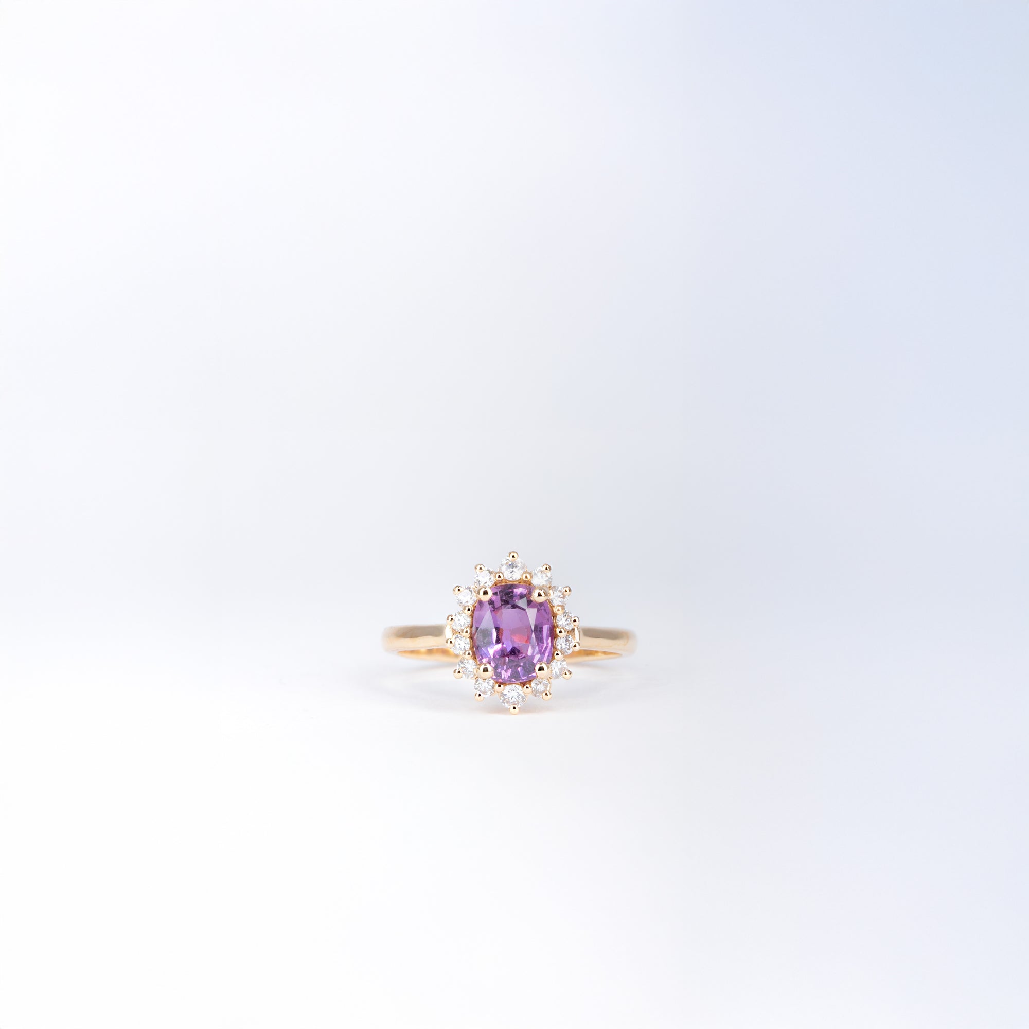 Bague saphir rose et diamants