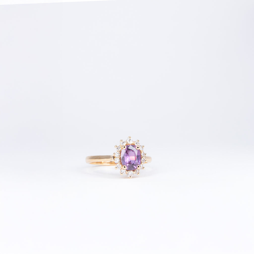 Bague saphir rose et diamants