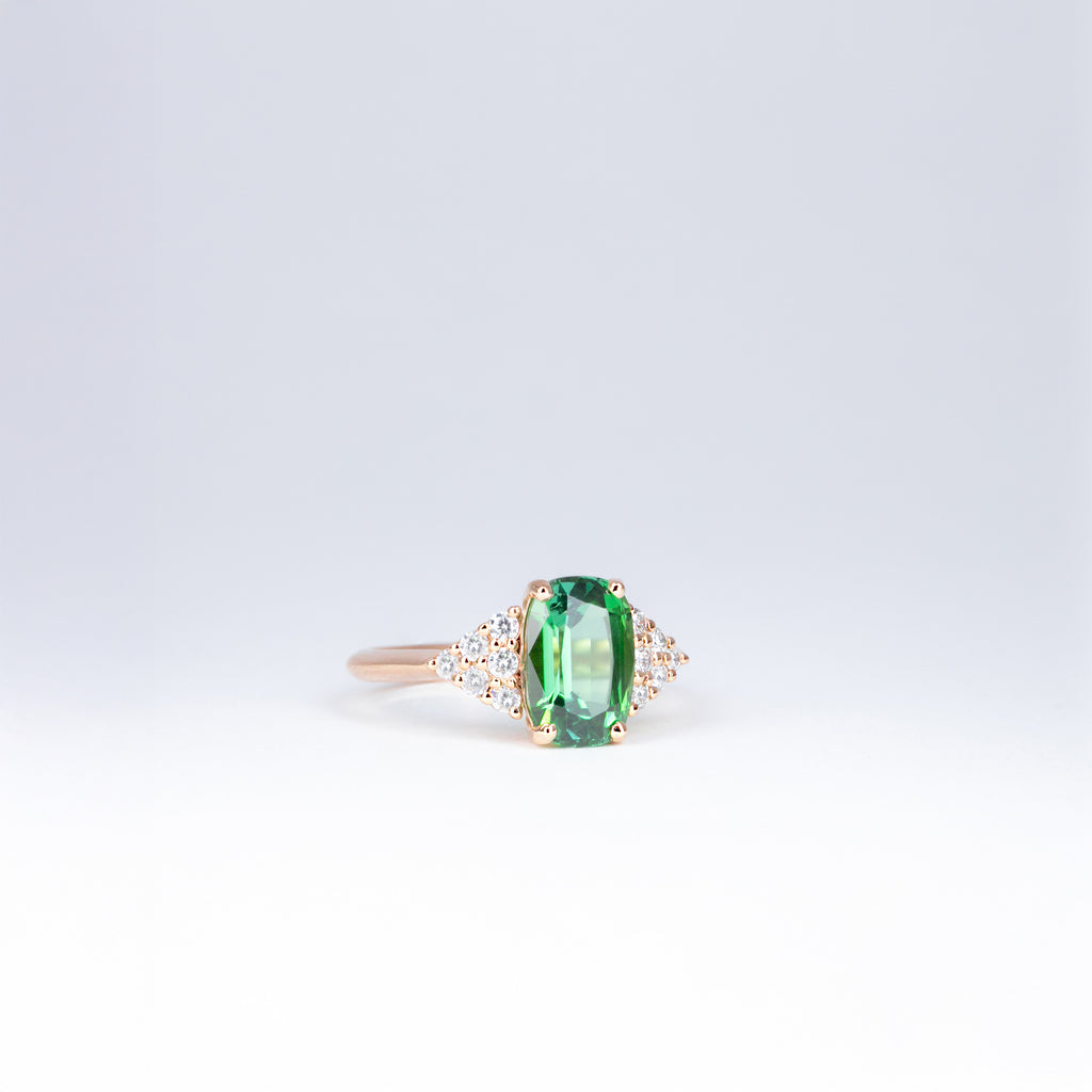 Bague tourmaline verte et diamants