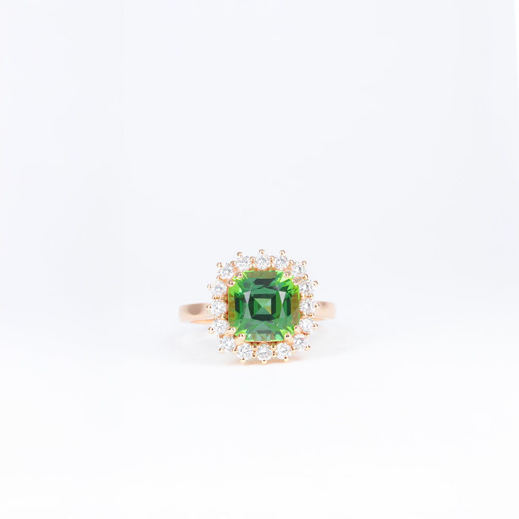 Bague tourmaline verte et diamants