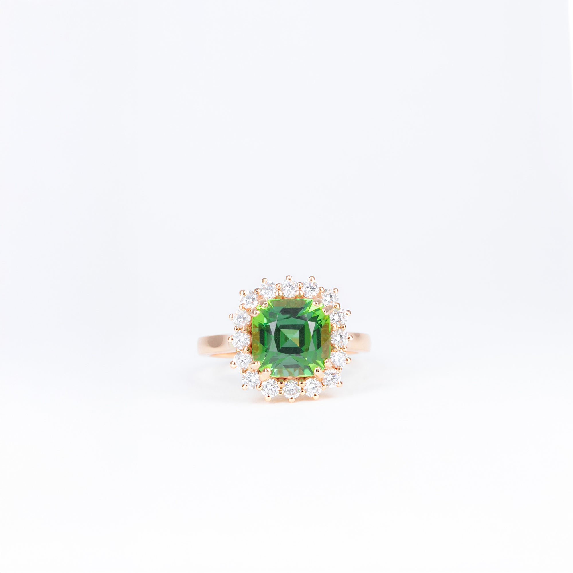 Bague tourmaline verte et diamants