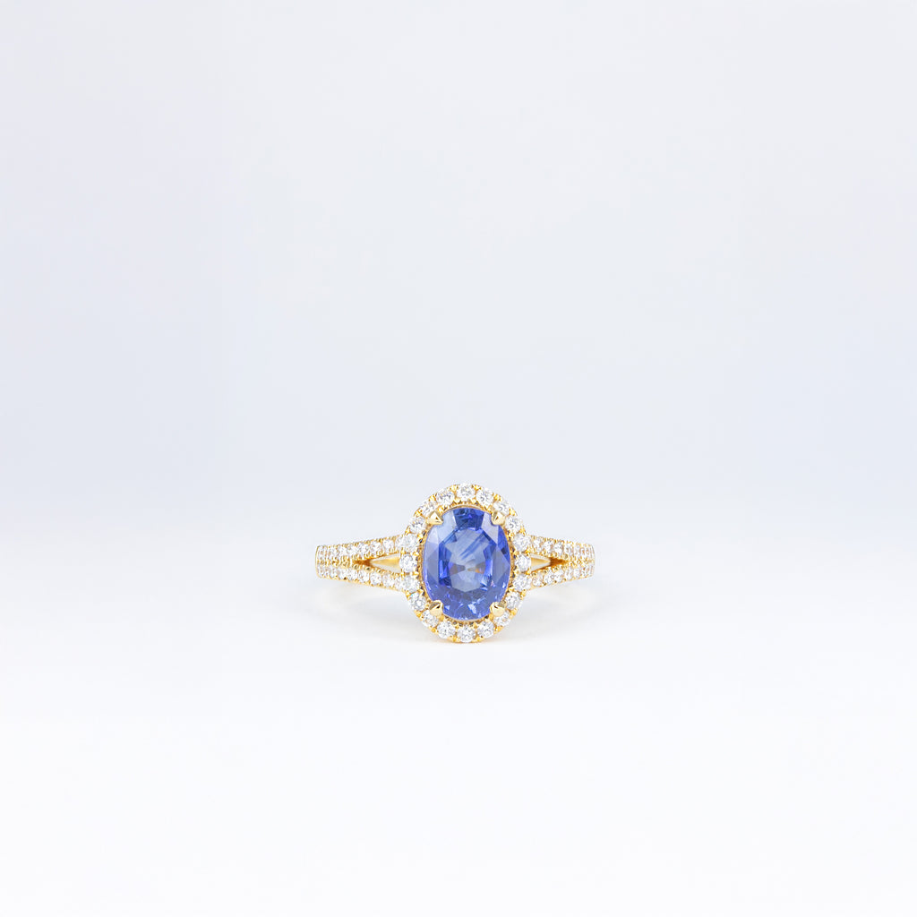 Bague saphir bleu et diamants