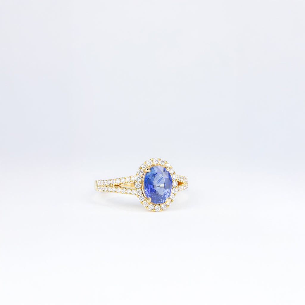 Bague saphir bleu et diamants